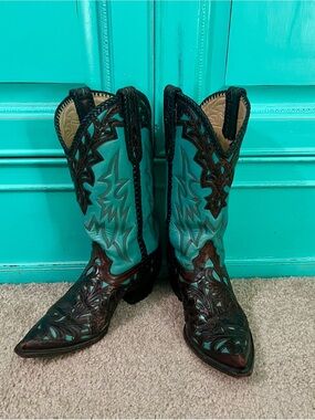 Liberty Boot Co. Vintage Turquoise and Brown Women's Boots